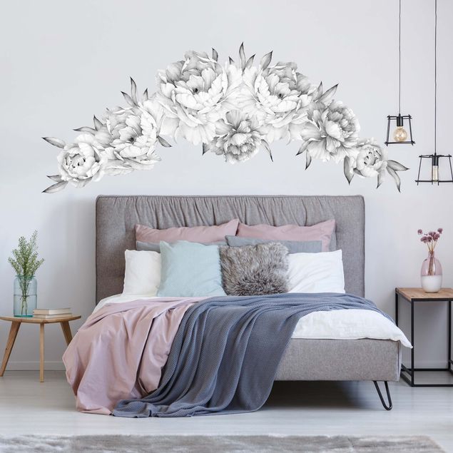 Wall sticker - Peonies set - black and white bright