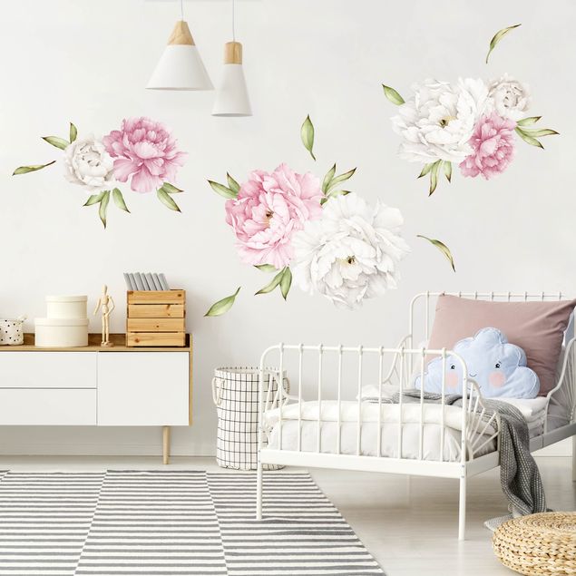Wall stickers Peonies set rosé white