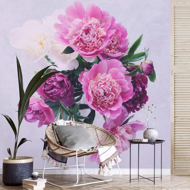 Wallpapers Peonies Shabby Pink White