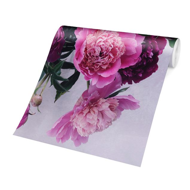 Wallpaper - Peonies Shabby Pink White
