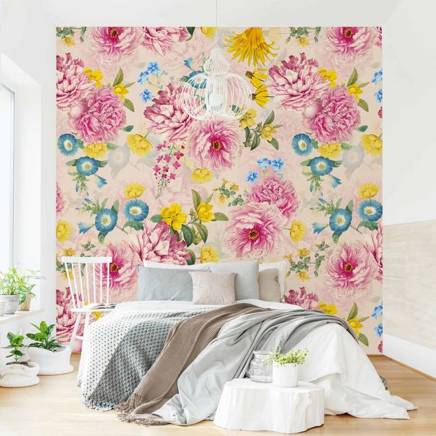 Wallpaper - Peony Pattern With Yellow