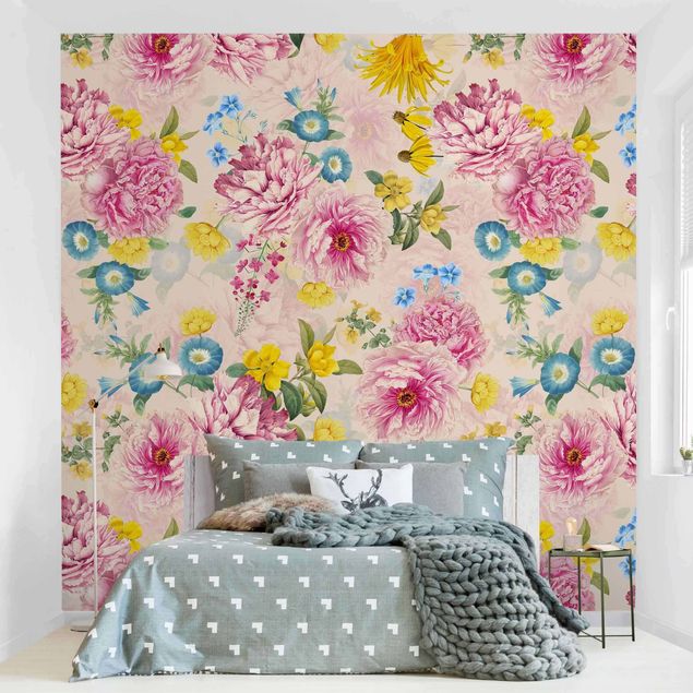 Wallpaper - Peony Pattern With Yellow