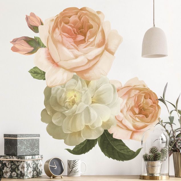 Wall stickers rose Peach-colored rose bouquet