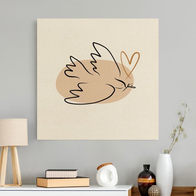 Natural canvas print - Picasso Interpretation - Dove Of Peace - Square 1:1