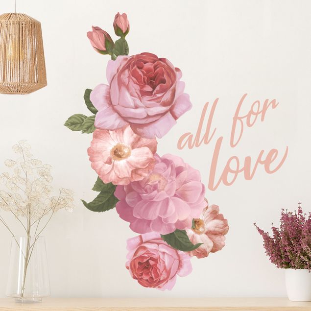 Red rose wall stickers Pink garden roses