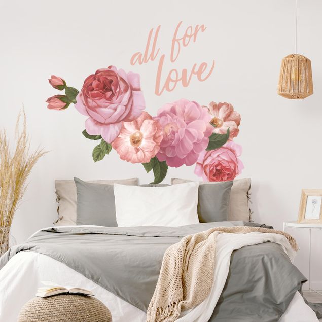 Wall decals quotes Pink garden roses