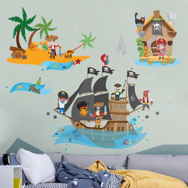 Wall art stickers Pirate ship Treasure Island Mega Set
