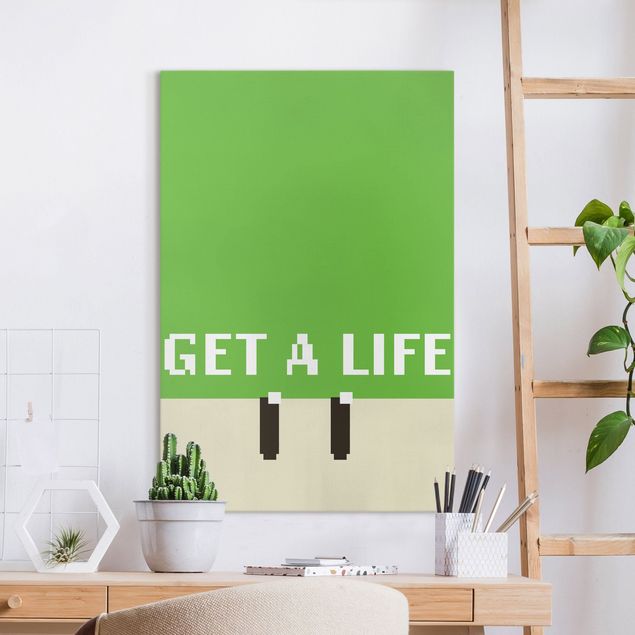 Canvas print - Pixel Text Get A Life In Green