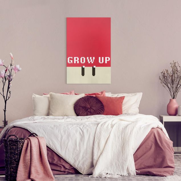 Canvas print - Pixel Text Grow Up In Red