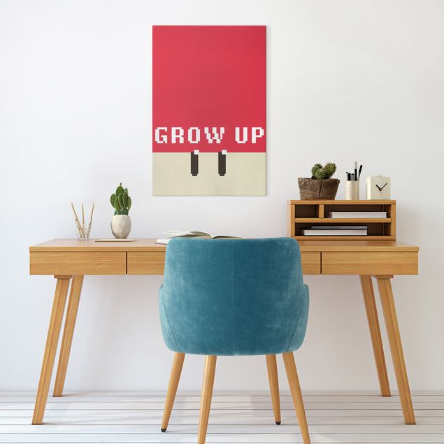 Canvas print - Pixel Text Grow Up In Red
