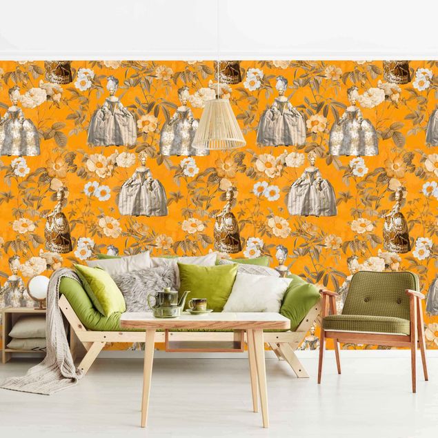 Wallpaper - Opulent Dress In The Garden On Orange