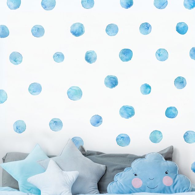 Wall decal Points watercolor set blue