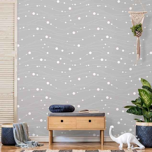 Wallpaper - Dots On Wave Pattern In Front Of Gray