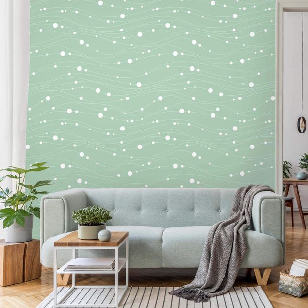 Wallpaper - Dots On Wave Pattern In Front Of Mint