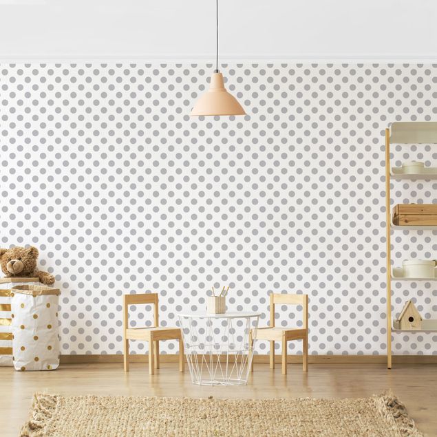 Wallpaper - Dots Grey On White