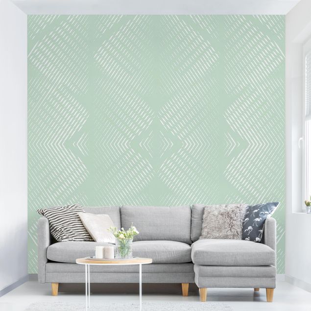 Wallpapers Rhombic Pattern With Stripes In Mint Colour