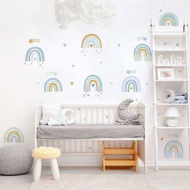 Wall stickers heart Rainbows Blue Turquoise Set