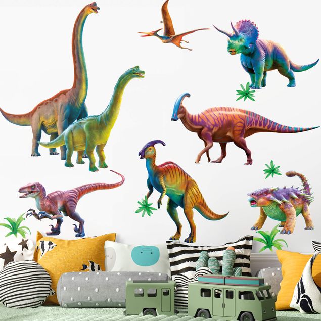 Wall sticker - Rainbow dinosaur set