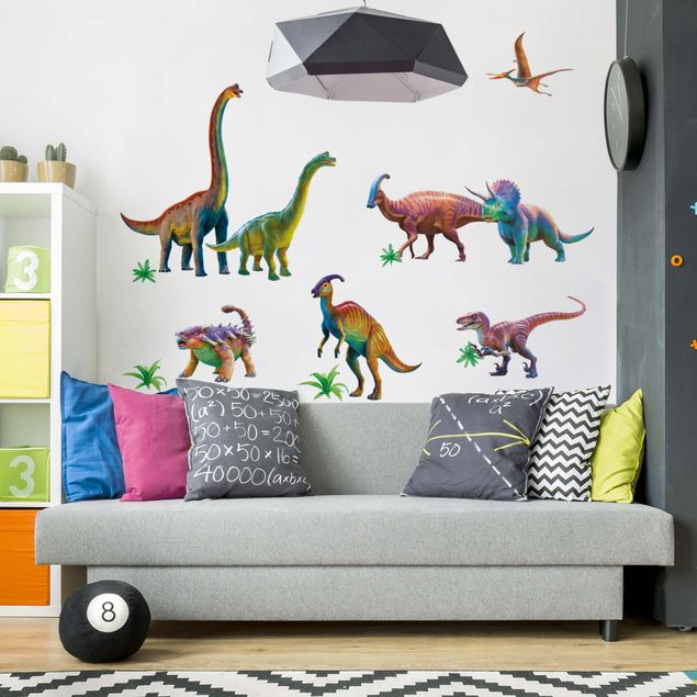 Wall stickers Rainbow dinosaur set