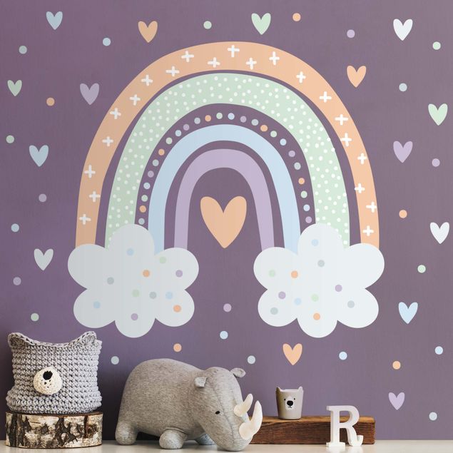 Wall stickers love Rainbow with clouds pastel