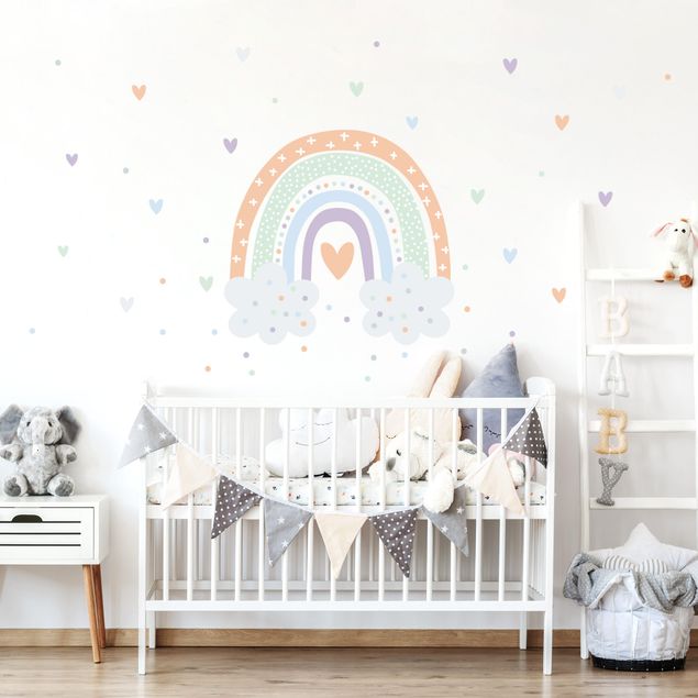 Wall stickers heart Rainbow with clouds pastel