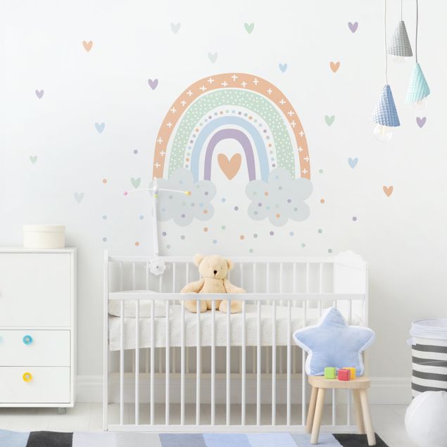 Wall stickers Rainbow with clouds pastel