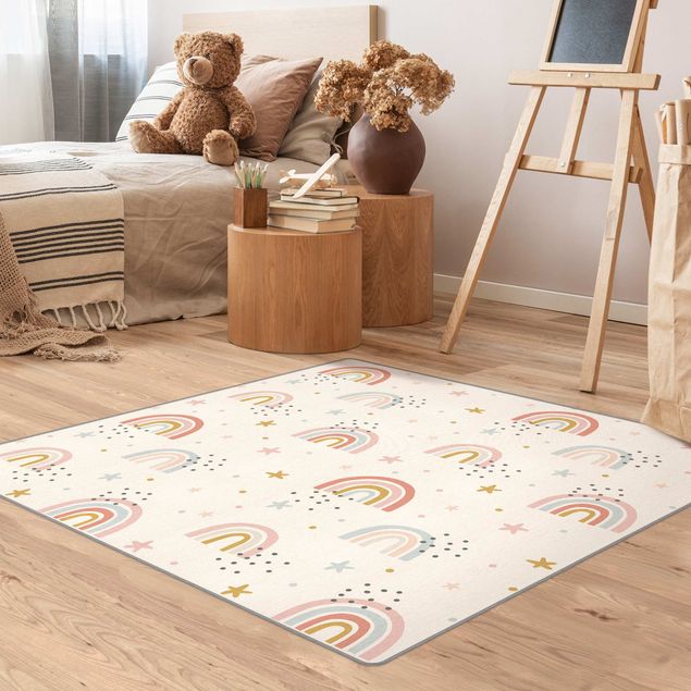 Modern rugs Rainbow World With Stars And Dots