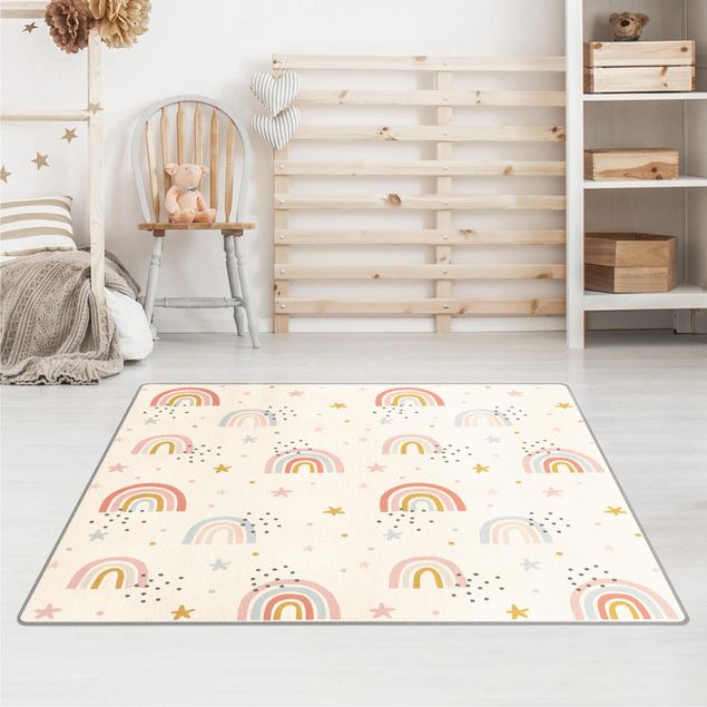 Large rugs Rainbow World With Stars And Dots