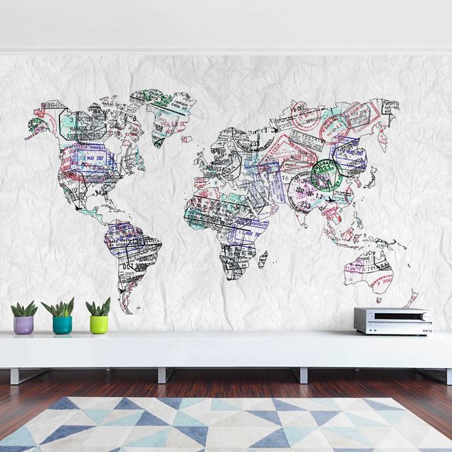 Wallpaper - Passport Stamp World Map