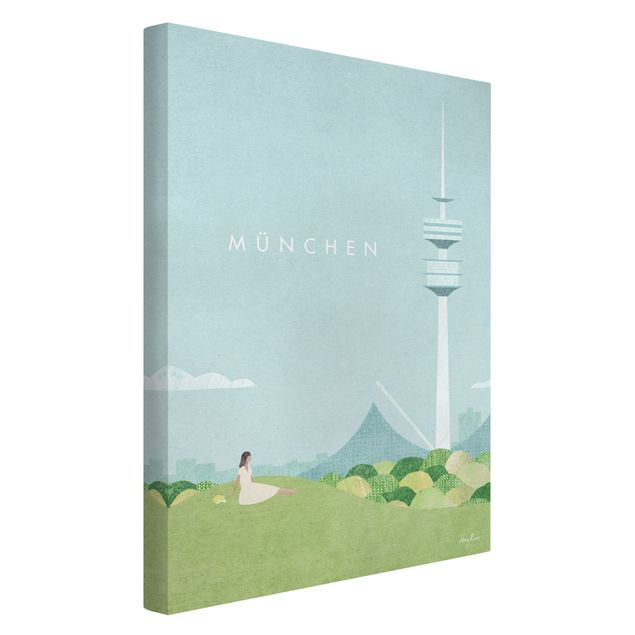 Print on canvas - Travel poster - Munich - Portrait format 2:3