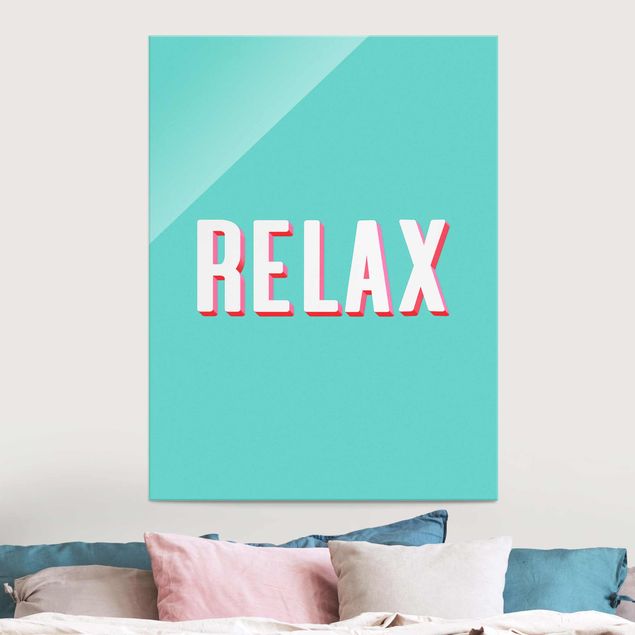 Glas Magnetboard Relax Typo On Blue