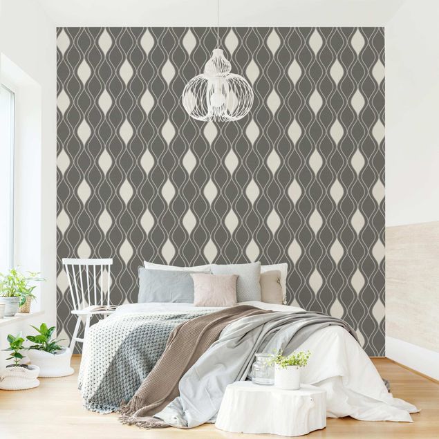 Wallpapers Retro Pattern With Sparkling Drops In Anthracite