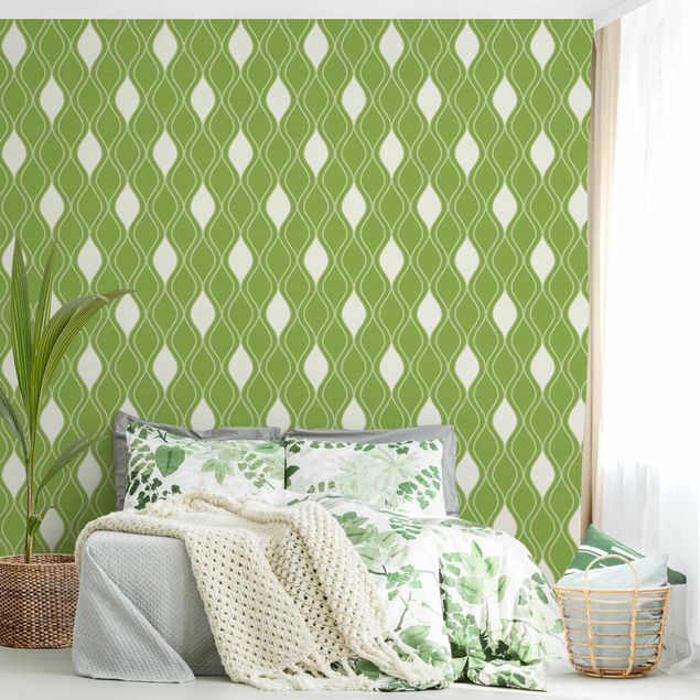 Wallpapers Retro Pattern With Sparkling Drops In Light Green