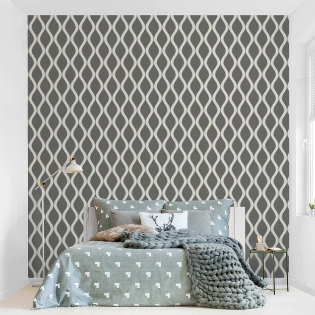 Wallpapers Retro Pattern With Sparkling Waves In Anthracite