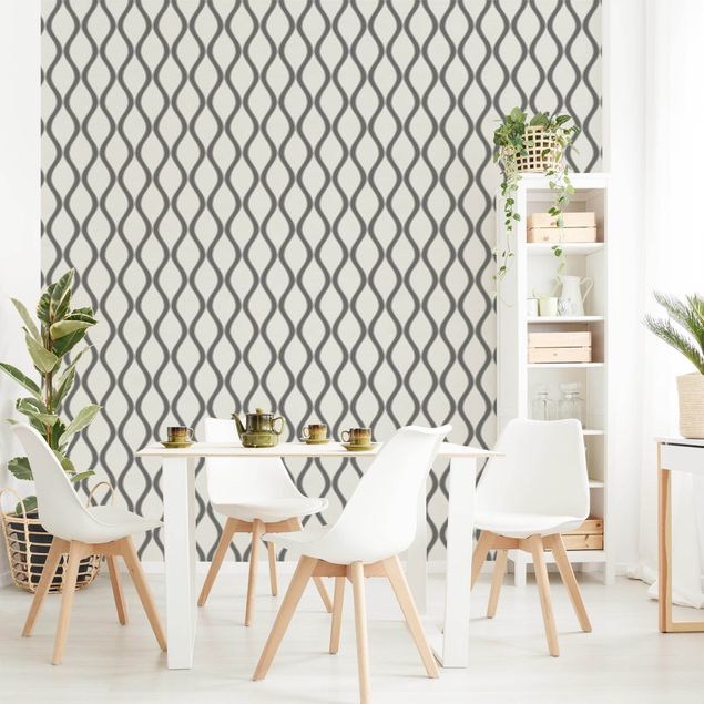 Wallpapers Retro Pattern With Waves In Anthracite
