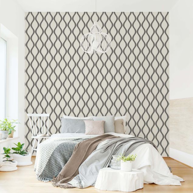Wallpaper - Retro Pattern With Waves In Anthracite