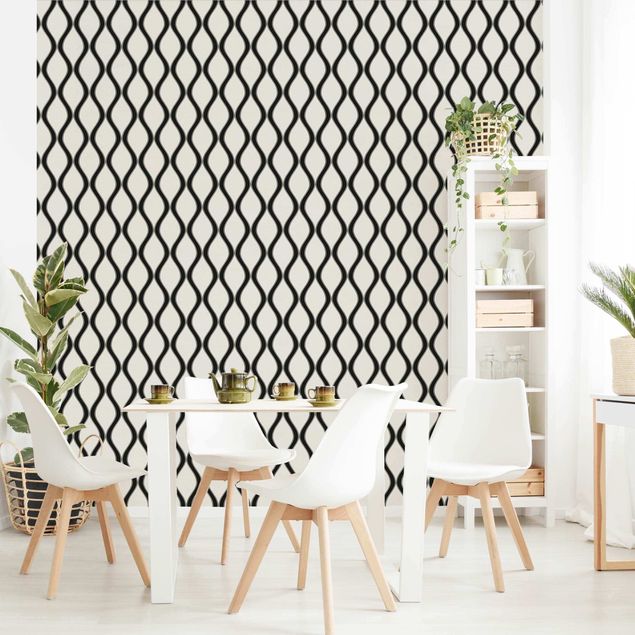 Wallpaper - Retro Pattern With Waves In Black