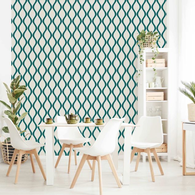 Wallpaper - Retro Pattern With Waves In Emerald