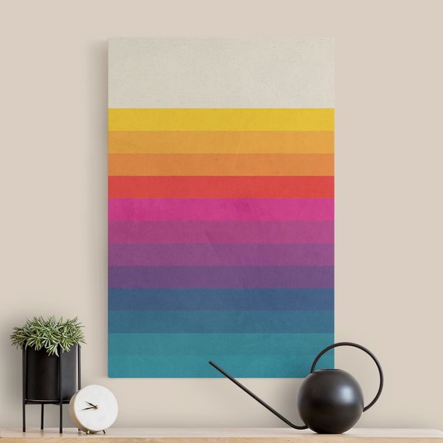 Natural canvas print - Retro Rainbow Stripes  - Portrait format 2:3