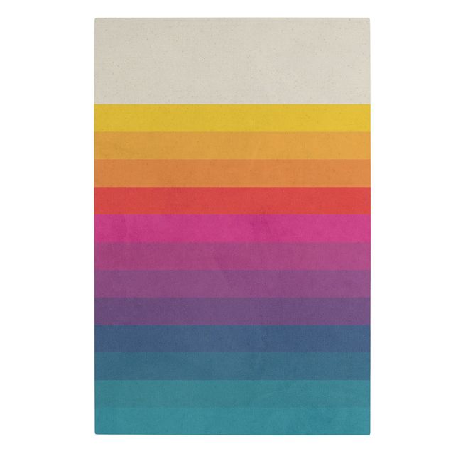 Natural canvas print - Retro Rainbow Stripes  - Portrait format 2:3