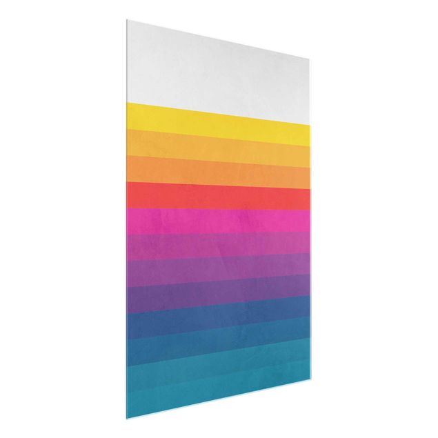 Glass print - Retro Rainboe Stripes