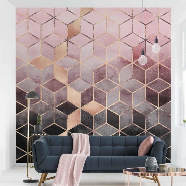 Wallpapers Pink Grey Golden Geometry