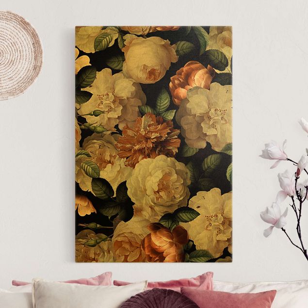 Print on canvas - Red Roses With White Roses
