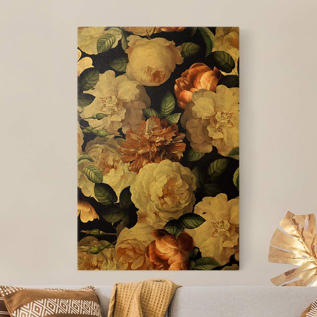 Print on canvas - Red Roses With White Roses