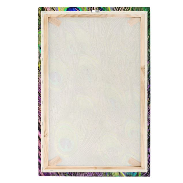 Natural canvas print - Iridescent Paecock Feathers - Portrait format 2:3