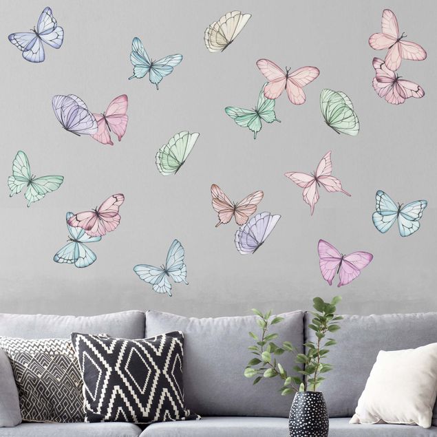 Wall stickers animals Butterflies watercolor pastel set