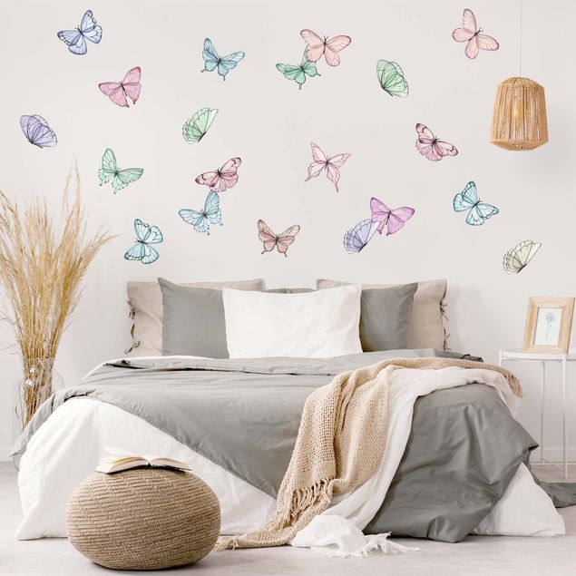 Wall sticker - Butterflies watercolor pastel set