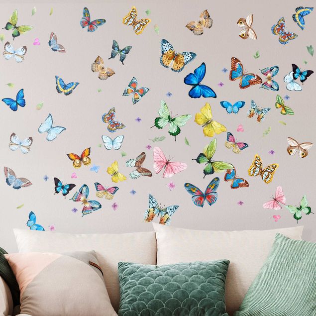 Animal print wall stickers Butterflies Watercolor XXL Set