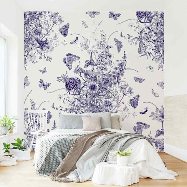Wallpapers Butterflies Around Floral Island In Purple