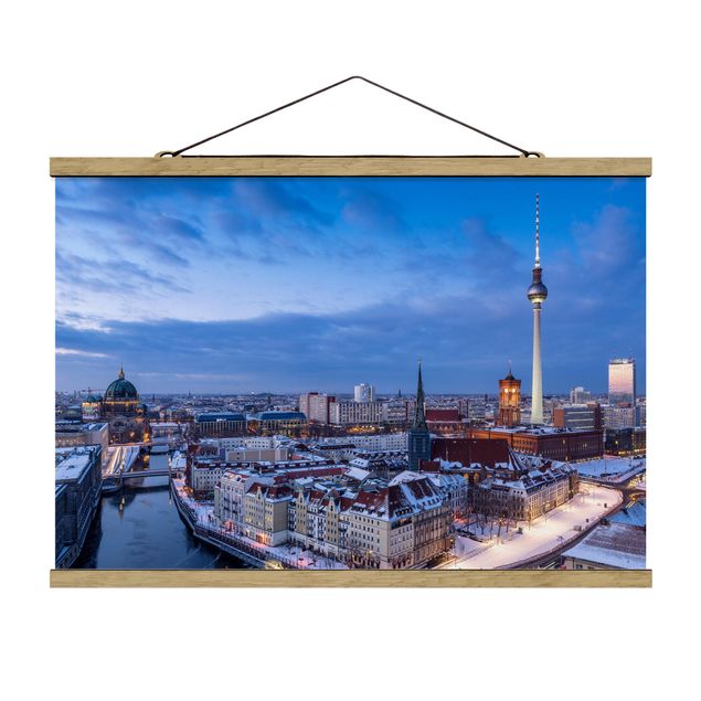 Fabric print with poster hangers - Snow In Berlin - Landscape format 3:2
